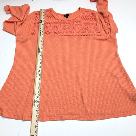 Torrid Women's Orange Tunic Top Crochet Neckline Waffle Knit Long Sleeves 3X - Picture 5 of 8